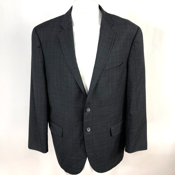 Joseph Abboud 44 R Men's 100% Wool Button Suit Sport Coat Jacket Windowpane - Picture 1 of 16